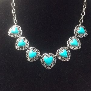 Finest Quality Stone Hearts Necklace, NWOT